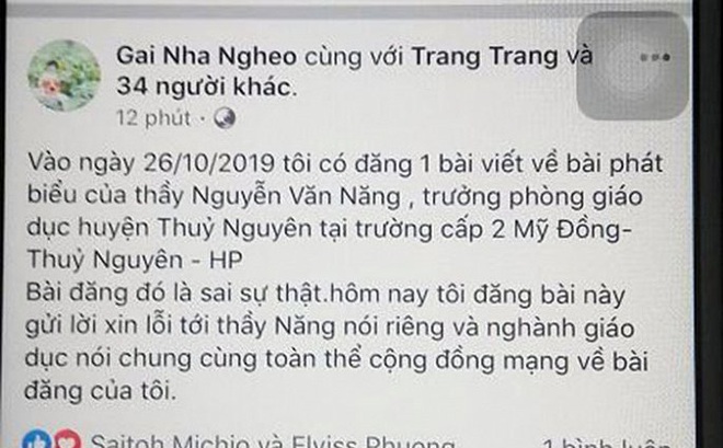 Bịa đặt lời phát biểu của Trưởng phòng Giáo dục rồi đăng lên Facebook bị phạt 5 triệu đồng