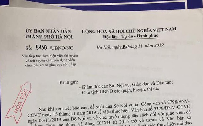 Lạ lùng 2 văn bản “hỏa tốc” dừng rồi lại tuyển giáo viên của Hà Nội