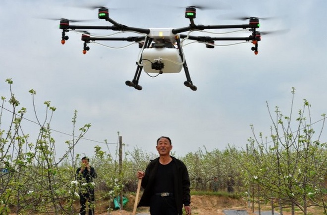 Nông dân Trung Quốc sử dụng drone để phun thuốc sát trùng cho cả ngôi làng - Ảnh 1.