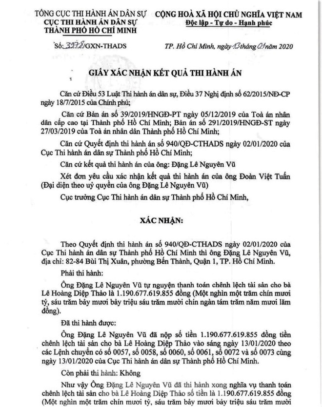 Ông Đặng Lê Nguyên Vũ đã nộp xong gần 1.200 tỷ thi hành án - Ảnh 1.