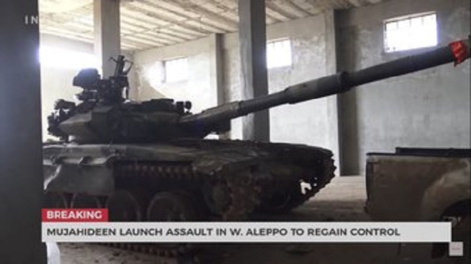 Xe tăng T-90 Syria bị phiến quân tóm sống, nghênh ngang đánh trả quân chính phủ - Ảnh 1.