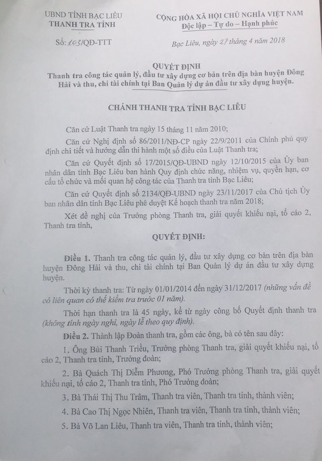  Làm rõ vụ xã chuyển vào tài khoản thành viên đoàn thanh tra 134 triệu đồng  - Ảnh 1.