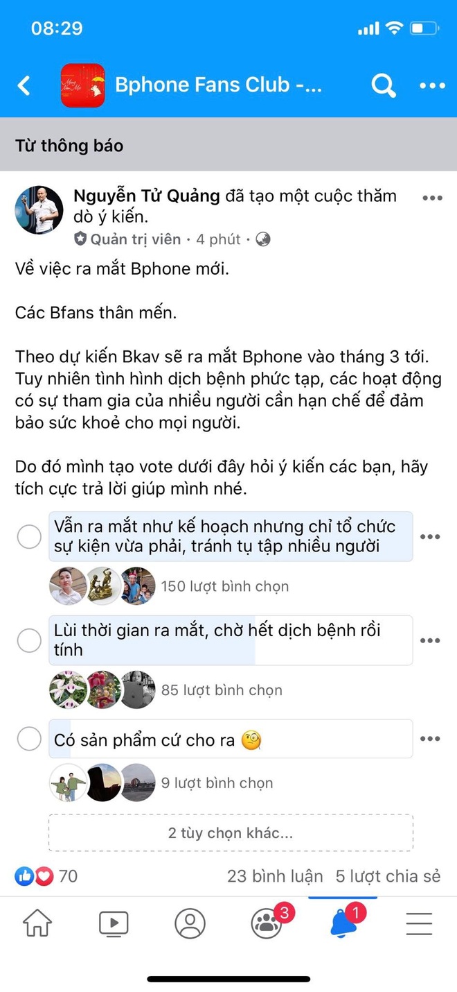 CEO Nguyễn Tử Quảng: Bphone 4 sẽ ra mắt vào tháng 3/2020, nhưng trưng cầu ý kiến lùi thời điểm ra mắt do dịch Corona - Ảnh 1.