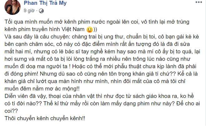 Bị đồng nghiệp mỉa mai phẫu thuật chưa lành đã đóng phim, Hương Giang lên tiếng - Ảnh 1.