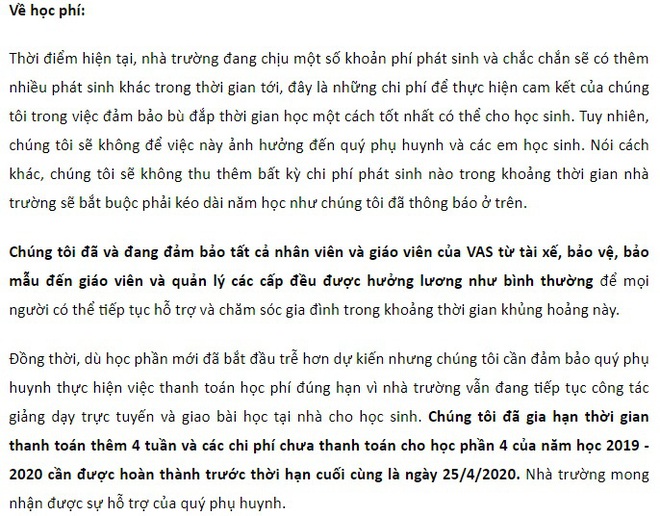 Phụ huynh bức xúc vì trường quốc tế ở TP HCM thu 100% học phí dù con nghỉ vì Covid-19 - Ảnh 1.