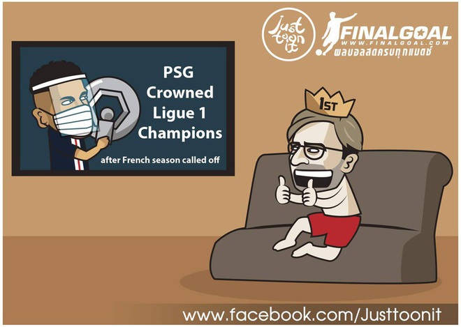 Biếm họa 24h: Liverpool mừng thầm khi PSG vô địch Ligue 1 - Ảnh 1.