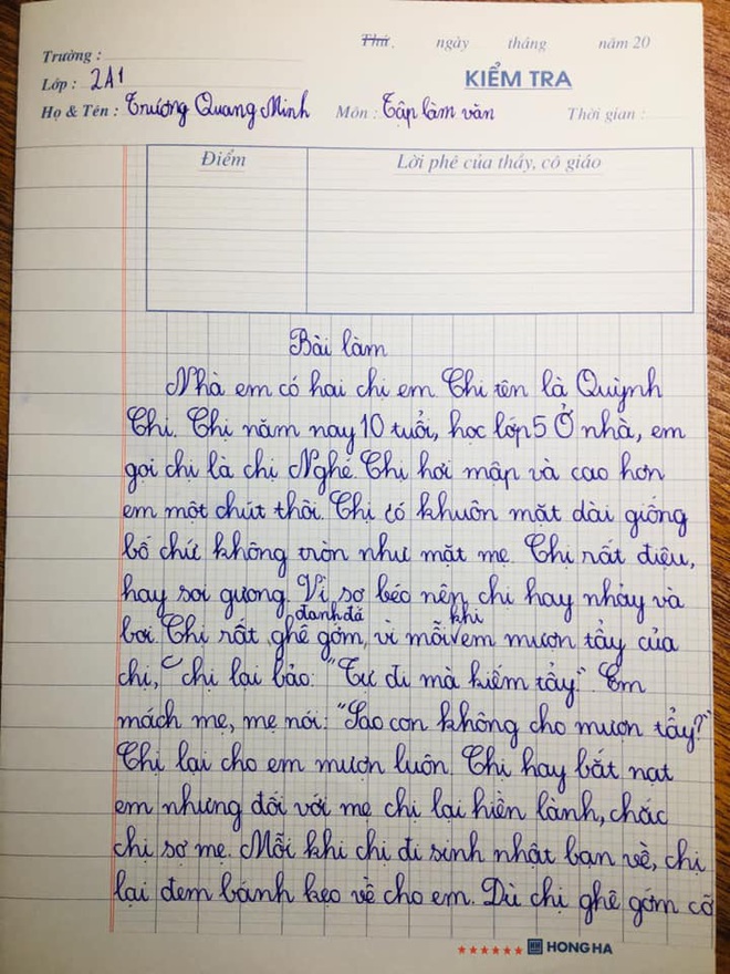 Cậu em lớp 2 viết văn bá đạo hở ra là tố chị đủ đường, nhưng phải đợi đến lúc người mẹ lên tiếng sự thật mới được hé lộ - Ảnh 2.