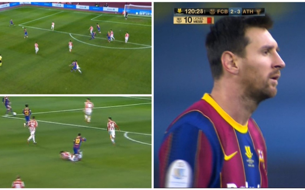 Tình huống Lionel Messi nhận thẻ đỏ. (Ảnh: Marca)