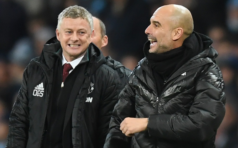 HLV Ole Solskjaer và Pep Guardiola.