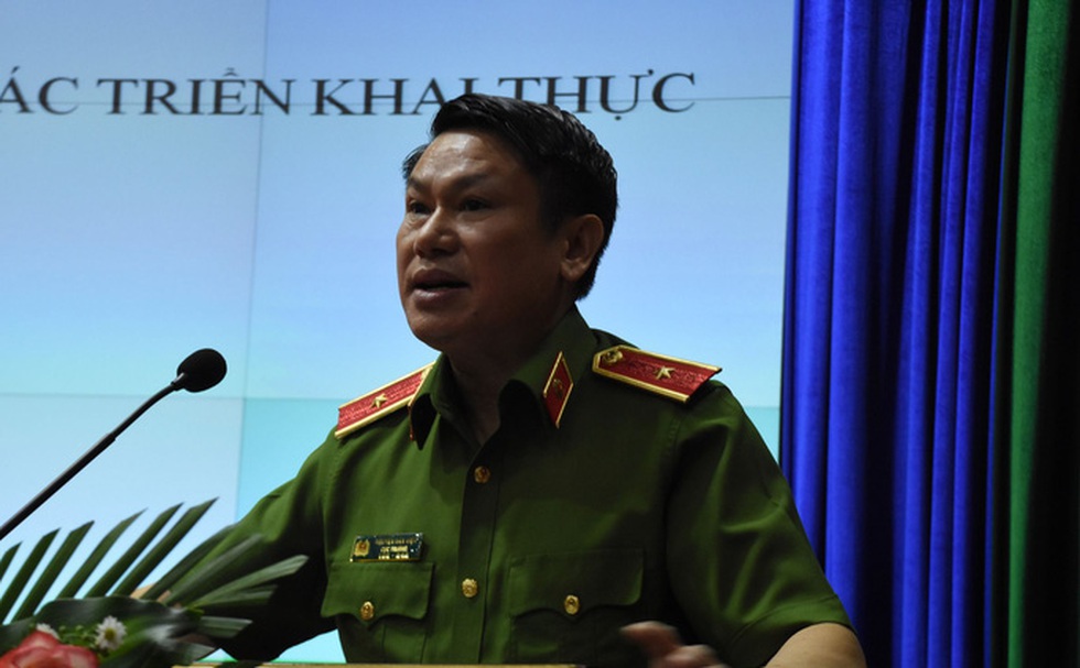 Thiếu tướng Nguyễn Văn Viện, Cục trưởng C04 báo cáo tại Hội nghị