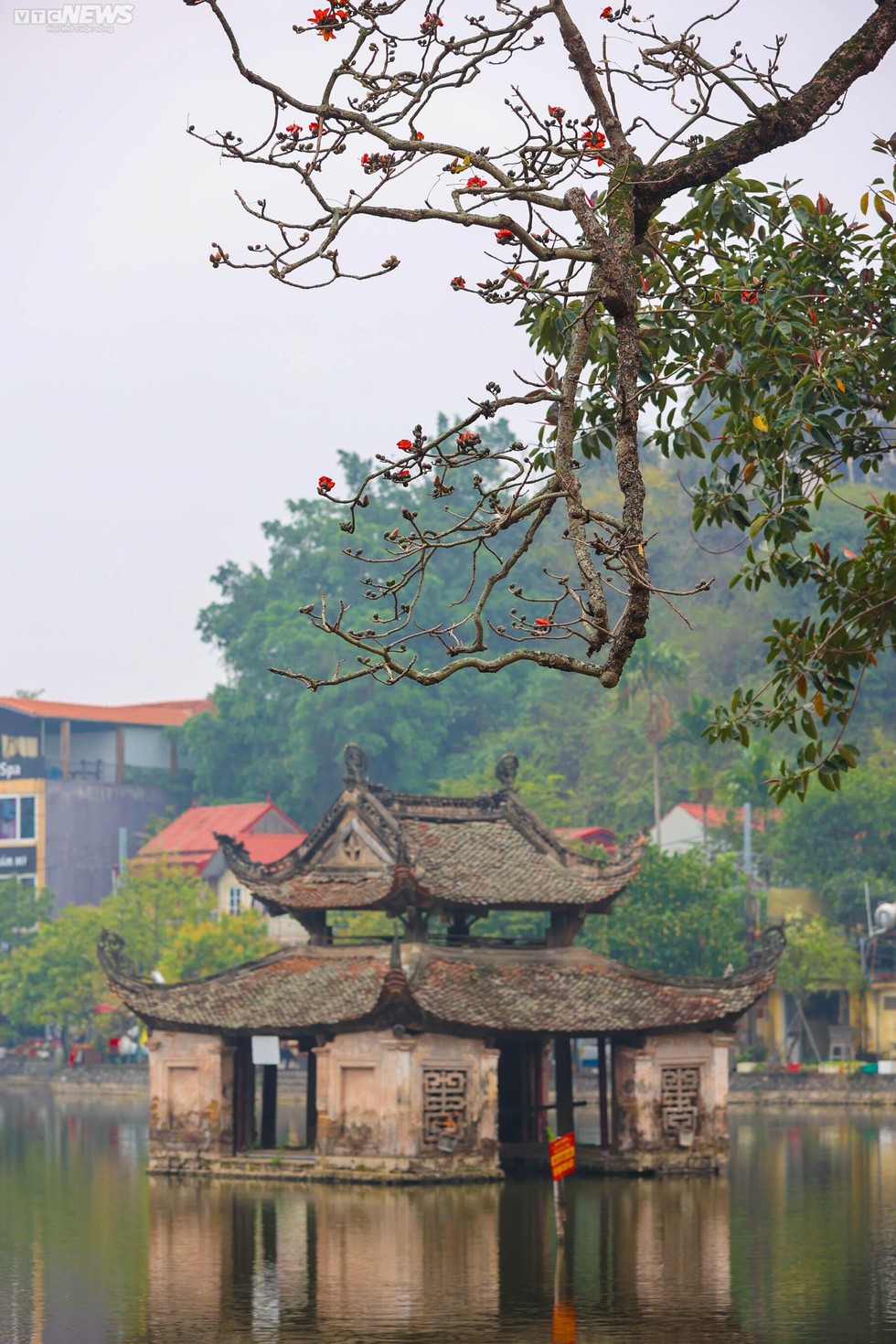 Ngôi chùa nghìn năm tuổi ở Hà Nội nên thơ với sắc đỏ hoa gạo - Ảnh 3.