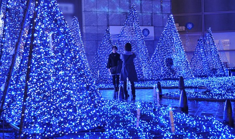 Người dân thích thú với ánh đèn Giáng sinh làm thay đổi cảnh sắc của Tokyo.