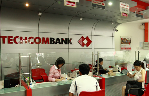 Một phòng giao dịch của Techcombank.