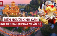 Biển người cung tiễn xá lợi Đức Phật từ chùa Quán Thế Âm về Ấn Độ