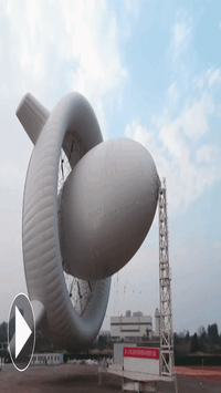 Trung Quốc thử nghiệm khí cầu khổng lồ có hình dáng độc lạ: Cao 40 mét, dài 60 mét, chứa 12 tua-bin 