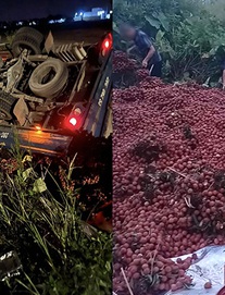 Vụ xe tải chở vải bị lật, người dân ra nhặt: Chủ xe đính chính bất ngờ