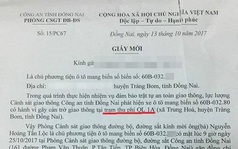 Giấy mời tài xế trả tiền lẻ qua BOT Biên Hòa lên làm việc do Thượng tá Võ Đình Thường ký có vấn đề?