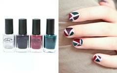 Nail 4 màu ghép các hình tam giác