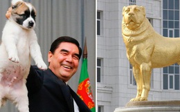 Quá yêu chó, Tổng thống Turkmenistan dựng tượng quốc khuyển khổng lồ dát vàng đặt giữa thủ đô