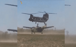 Clip: Xem siêu trực thăng vận tải nhẹ nhàng cẩu máy bay lớn