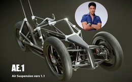 Johnny Trí Nguyễn hé lộ thêm thông tin về dự án ''mô tô 3 bánh có máy lạnh'': Khung xe làm bằng carbon và treo trước là giảm xóc khí nén