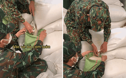 Một ngày vác tận 40 tấn gạo, mệt tới mức bỏ cơm nhưng các anh bộ đội vẫn cổ vũ mọi người bằng một câu cực ấm lòng