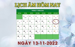 Lịch âm 13/11 - tra cứu lịch âm hôm nay Chủ nhật ngày 13/11/2022