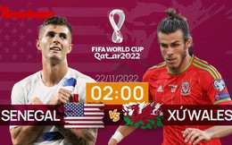 World Cup 2022: Tương quan trận đấu Mỹ - Xứ Wales, 2 giờ 22/11