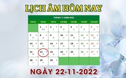 Lịch âm 22/11 - tra cứu lịch âm hôm nay thứ 3 ngày 22/11/2022
