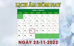 Lịch âm 23/11 - tra cứu lịch âm hôm nay thứ 4 ngày 23/11/2022