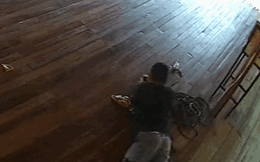 Clip: Đang nằm trên sàn nhà, người đàn ông bị trăn trườn qua người