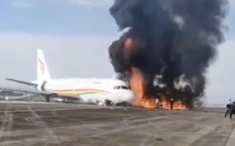 Máy bay Trung Quốc bốc cháy dữ dội trên đường băng
