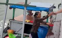 Clip người phụ nữ bán hàng bất chấp mưa gió nguy hiểm trên Vịnh Hạ Long gây xót xa