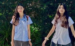 Hai con gái MC Quyền Linh được gọi là 'nữ thần đồng phục' khi bắt đầu năm học mới