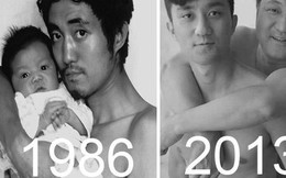 Chụp đúng một dáng cùng con trai trong 28 năm, người cha lưu giữ sự lớn lên của con bằng bộ ảnh cảm động