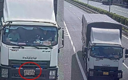 Tài xế xe tải cố tình dùng giẻ lau che biển kiểm soát để đi lùi trên cao tốc
