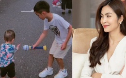 Lần hiếm hoi Tăng Thanh Hà khoe hình ảnh của 2 con trai