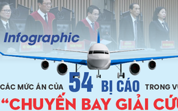 Infographic: Mức án 54 bị cáo "chuyến bay giải cứu" khác với đề nghị của VKSND thế nào?
