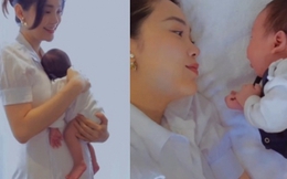 Minh Hằng công khai cận cảnh khuôn mặt của quý tử đầu lòng, mới 1 tháng đã rất cứng cáp