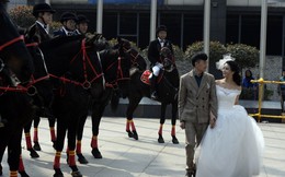 Dân tình choáng vì lễ rước dâu bằng xe sang và đội kỵ mã