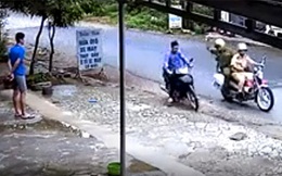Hình ảnh Công an truy bắt tên trộm xe máy được cộng đồng mạng ngợi khen