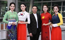 Huyền My, Phương Oanh "Quỳnh búp bê" trình diễn áo dài của NTK Đỗ Trịnh Hoài Nam tại Hàn