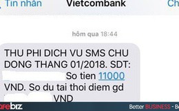 Phí SMS – Banking Vietcombank tăng lên 11.000 đồng: Chỉ là tin nhắn lỗi