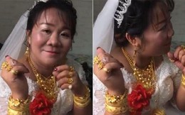 Cô dâu vàng đeo trĩu cổ trong ngày cưới nhưng nhìn sang chú rể ai cũng phải giật mình