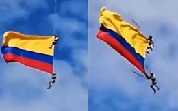 Video binh sĩ rơi chết khi rước quốc kỳ bằng trực thăng ở Colombia