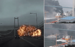Quả cầu lửa khổng lồ bốc lên từ vụ nổ tàu chở dầu tại cảng Hàn Quốc