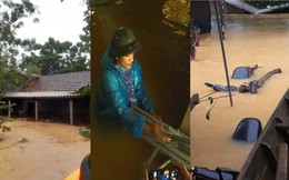 Cận cảnh những ngôi nhà bị nước bao vây gần chạm nóc trong rốn lũ tại Hà Tĩnh