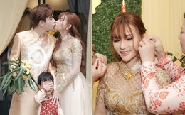 Con trai Thu Thủy che mắt khi mẹ hôn bạn trai kém 10 tuổi trong lễ vu quy