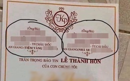 Tấm thiệp cưới nổi bật với nghề nghiệp, gia thế hoành tráng của đôi bên: Nhà trai chủ tiệm vàng, nhà gái chủ nhà xe