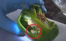 Ăn canh có sâu xưa rồi, 2 vợ chồng cắt quả ớt để làm bữa tối thì phát hiện cả một con ếch ngồi chễm chệ bên trong
